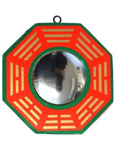 ESPEJO BAGUA CONVEXO ROJO